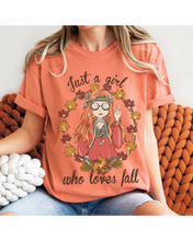 Load image into Gallery viewer, Women&#39;s Cute Fall Comfort Colors® T-Shirt, Women&#39;s Just A Girl Who Loves Fall Lover T-Shirt
