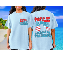 Load image into Gallery viewer, Land Of The Free 4th of July Comfort Colors® T-Shirt, Front and Back Design T-Shirt, Trendy 1970&#39;s Statue Of Liberty
