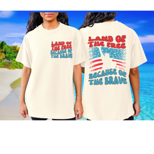 Load image into Gallery viewer, Land Of The Free 4th of July Comfort Colors® T-Shirt, Front and Back Design T-Shirt, Trendy 1970&#39;s Statue Of Liberty
