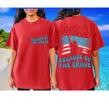 Load image into Gallery viewer, Land Of The Free 4th of July Comfort Colors® T-Shirt, Front and Back Design T-Shirt, Trendy 1970&#39;s Statue Of Liberty
