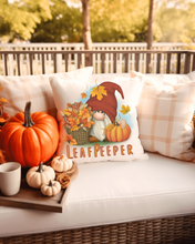 Load image into Gallery viewer, Fall Leaf Peeper Spun Polyester Square Pillow, Fun Gnome Decor Throw Pillow
