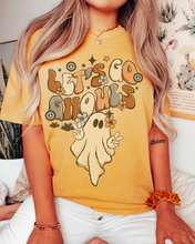 Load image into Gallery viewer, Let&#39;s Go Ghouls Halloween Comfort Colors® T-Shirt, Women&#39;s Halloween Design Tee, Retro Design T-Shirt
