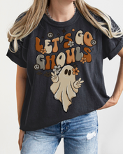 Load image into Gallery viewer, Let&#39;s Go Ghouls Halloween Comfort Colors® T-Shirt, Women&#39;s Halloween Design Tee, Retro Design T-Shirt
