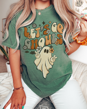 Load image into Gallery viewer, Let&#39;s Go Ghouls Halloween Comfort Colors® T-Shirt, Women&#39;s Halloween Design Tee, Retro Design T-Shirt
