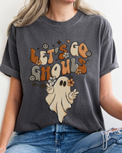 Load image into Gallery viewer, Let&#39;s Go Ghouls Halloween Comfort Colors® T-Shirt, Women&#39;s Halloween Design Tee, Retro Design T-Shirt
