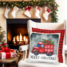 Load image into Gallery viewer, Christmas Pillow Covers, Square Pillow Covers, Cute Christmas Decor Pillowcase Set, Red House, Gnome Truck
