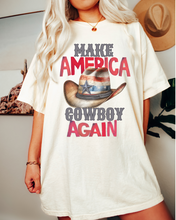 Load image into Gallery viewer, Make America Cowboy Again Comfort Colors® T-Shirt, T-Shirt Dress, Watercolor Cowboy Hat Retro Design T-Shirt
