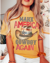 Load image into Gallery viewer, Make America Cowboy Again Comfort Colors® T-Shirt, T-Shirt Dress, Watercolor Cowboy Hat Retro Design T-Shirt
