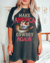 Load image into Gallery viewer, Make America Cowboy Again Comfort Colors® T-Shirt, T-Shirt Dress, Watercolor Cowboy Hat Retro Design T-Shirt
