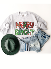 Load image into Gallery viewer, Women&#39;s Christmas Merry &amp; Bright Crewneck Sweatshirt Pretty Christmas Pullover
