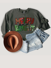 Load image into Gallery viewer, Women&#39;s Christmas Merry &amp; Bright Crewneck Sweatshirt Pretty Christmas Pullover
