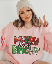 Load image into Gallery viewer, Women&#39;s Christmas Merry &amp; Bright Crewneck Sweatshirt Pretty Christmas Pullover
