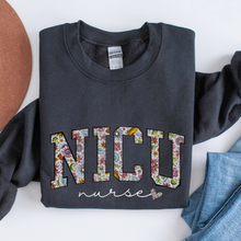 Load image into Gallery viewer, Women&#39;s Sweatshirt, NICU Sweatshirt, Nurse Crewneck, Nurses Crewneck Shirt, Gift For Nurse, Nurse Grad Sweatshirt, Varsity Letters Shirt
