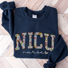 Load image into Gallery viewer, Women&#39;s Sweatshirt, NICU Sweatshirt, Nurse Crewneck, Nurses Crewneck Shirt, Gift For Nurse, Nurse Grad Sweatshirt, Varsity Letters Shirt
