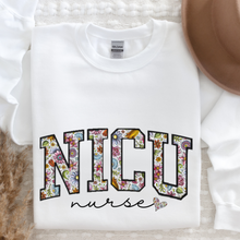 Load image into Gallery viewer, Women&#39;s Sweatshirt, NICU Sweatshirt, Nurse Crewneck, Nurses Crewneck Shirt, Gift For Nurse, Nurse Grad Sweatshirt, Varsity Letters Shirt
