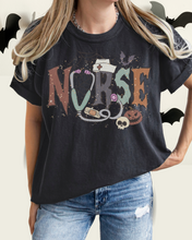 Load image into Gallery viewer, Nurse Halloween Comfort Colors® T-Shirt, Women&#39;s Halloween Design Tee, Retro Nurses Halloween T-Shirt
