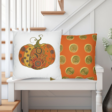 Load image into Gallery viewer, Fall Pillow Covers, Orange Pumpkin Square covers, Modern Farmhouse Decor Pillowcase Set, Farmhouse Pumpkins
