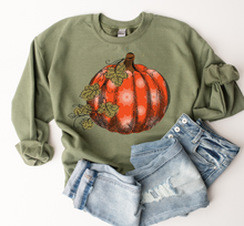 Load image into Gallery viewer, Women&#39;s Fall Hand Drawn Pumpkin Design Pullover Sweatshirt
