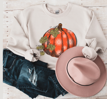 Load image into Gallery viewer, Women&#39;s Fall Hand Drawn Pumpkin Design Pullover Sweatshirt
