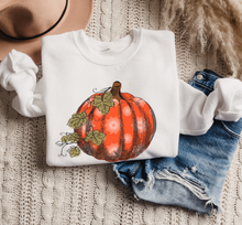 Load image into Gallery viewer, Women&#39;s Fall Hand Drawn Pumpkin Design Pullover Sweatshirt
