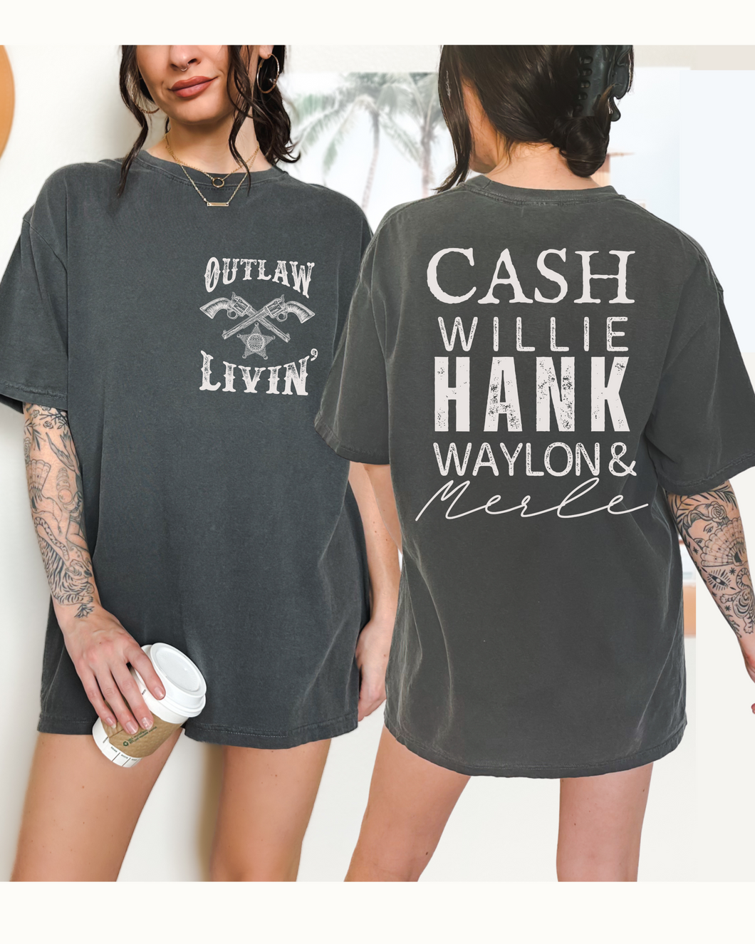 Outlaw Livin' Comfort Colors® Shirt, Cash Willie Hank Waylon T-Shirt, Garment Dyed, Country Music Festival Tee