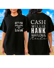 Load image into Gallery viewer, Outlaw Livin&#39; Comfort Colors® Shirt, Cash Willie Hank Waylon T-Shirt, Garment Dyed, Country Music Festival Tee
