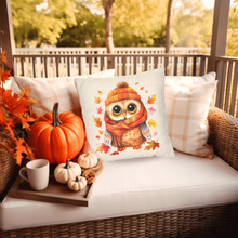 Load image into Gallery viewer, Fall Pillow Covers, Autumn Owl, Country Square Pillow Covers, Pillow Cover, Cute Owl Pillowcase
