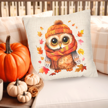 Load image into Gallery viewer, Fall Pillow Covers, Autumn Owl, Country Square Pillow Covers, Pillow Cover, Cute Owl Pillowcase
