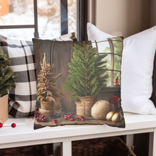 Load image into Gallery viewer, Christmas Pillow Covers, Rustic Country Square covers, Farmhouse Decor Pillowcases Set, Farmhouse Landscapes
