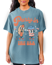 Load image into Gallery viewer, Party In The USA Comfort Colors® Shirt, Trendy 4th of July T-Shirt, Garment Dyed T-Shirt, Retro Inspired T-Shirt
