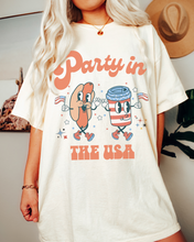 Load image into Gallery viewer, Party In The USA Comfort Colors® Shirt, Trendy 4th of July T-Shirt, Garment Dyed T-Shirt, Retro Inspired T-Shirt
