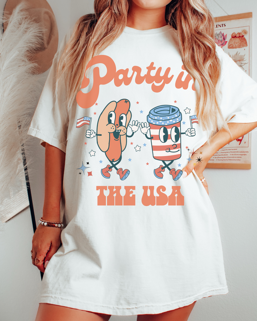 Party In The USA Comfort Colors® Shirt, Trendy 4th of July T-Shirt, Garment Dyed T-Shirt, Retro Inspired T-Shirt