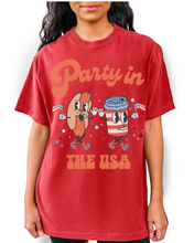 Load image into Gallery viewer, Party In The USA Comfort Colors® Shirt, Trendy 4th of July T-Shirt, Garment Dyed T-Shirt, Retro Inspired T-Shirt
