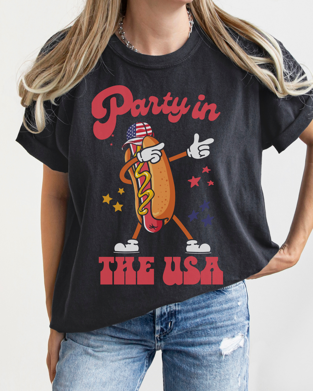 4th of July Comfort Colors® Shirt, Party In The USA Women's T-Shirt, Garment Dyed, Retro Inspired T-Shirt, Boho T-Shirt