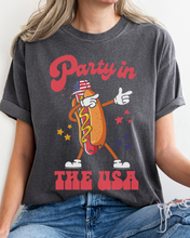 Load image into Gallery viewer, 4th of July Comfort Colors® Shirt, Party In The USA Women&#39;s T-Shirt, Garment Dyed, Retro Inspired T-Shirt, Boho T-Shirt
