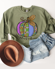 Load image into Gallery viewer, Women&#39;s I Love Fall Most Of All Hand Drawn Pumpkin Design Sweatshirt Gildan Pullover
