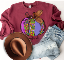 Load image into Gallery viewer, Women&#39;s I Love Fall Most Of All Hand Drawn Pumpkin Design Sweatshirt Gildan Pullover
