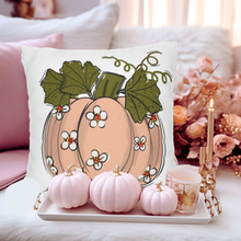 Load image into Gallery viewer, Pastel Pumpkin Double Sided Design Square Pillow Cover in four sizes, Pretty Pink Pumkin Throw Pillow Case
