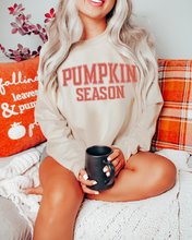 Load image into Gallery viewer, Pumpkin Season Crewneck Sweatshirt Women&#39;s Autumn or Fall Varsity Letters Gildan Pullover
