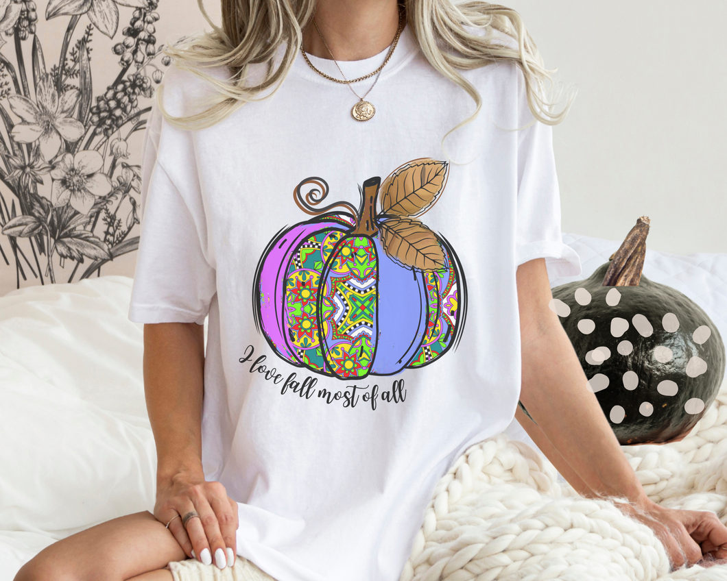 Watercolor Pumpkin Fall Comfort Colors® Hand Drawn Pastel Pumpkin T-Shirt, Women's Shirt