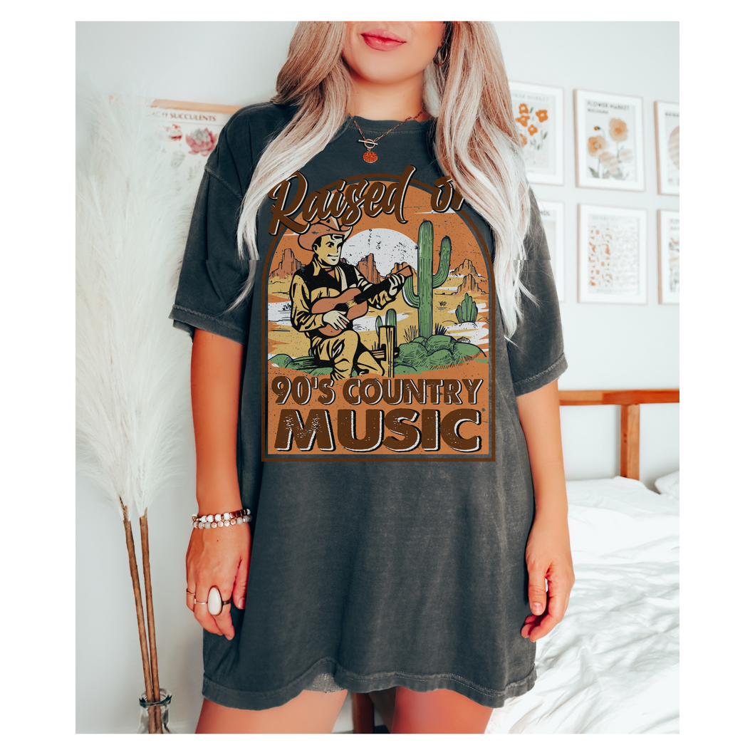 Country Music Festival T-Shirt, Raised On 90's Country Music Unisex-Sized Short Sleeve Tee Country Music T-Shirt, Retro Design T-Shirt