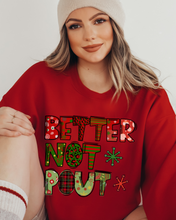 Load image into Gallery viewer, Christmas Better Not Pout Women&#39;s Crewneck Sweatshirt Women&#39;s Pullover
