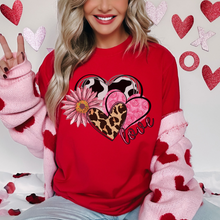 Load image into Gallery viewer, Valentine's Day Women's Comfort Colors T-Shirt, Gift for Her, Comfy Tee, Always Free Shipping, Western Hearts and Flowers Design
