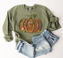 Load image into Gallery viewer, Women&#39;s Hand Drawn Pumpkin Design Sweatshirt Gildan Pullover
