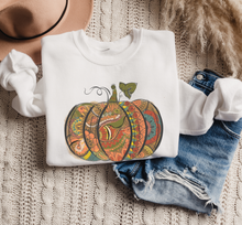 Load image into Gallery viewer, Women&#39;s Hand Drawn Pumpkin Design Sweatshirt Gildan Pullover
