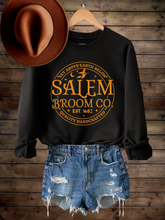 Load image into Gallery viewer, Halloween Women&#39;s Salem Broom Company Crewneck Sweatshirt, Funny Halloween Witch Shirt
