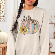 Load image into Gallery viewer, Watercolor Pumpkin Crewneck Sweatshirt Women&#39;s Fall Autumn Design Gildan Pullover
