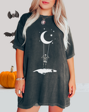 Load image into Gallery viewer, Moonlight Swing Halloween Comfort Colors® Cute Skeleton on a Moon Swing Design T-Shirt, Women&#39;s Shirt
