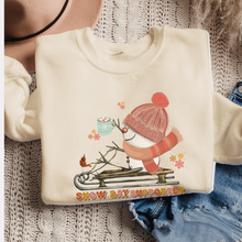 Load image into Gallery viewer, Women's Crewneck Sweatshirt, Snow Day Supporter Pullover, Comfy &amp; Cozy, Winter Sweatshirt, Ash, White, Sand or Navy Sweatshirt
