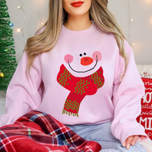 Load image into Gallery viewer, Women's Christmas Sweatshirt, Christmas Crewneck Cozy, Comfy Gildan Sweatshirt, Snowman Pullover, Cute Snowman Shirt, Five Colors
